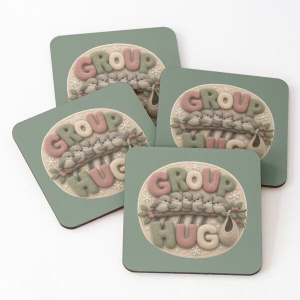 Item preview, Bushtit Group Hug Cute Felted Tiny Birds Huddle Cozy Art designed and sold by shifumart.