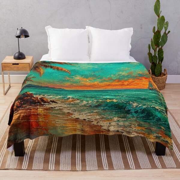 Item preview, Serenity at Twilight – Teal and Orange Tropical Ocean Sunset Sailboat designed and sold by Joey Santiago.