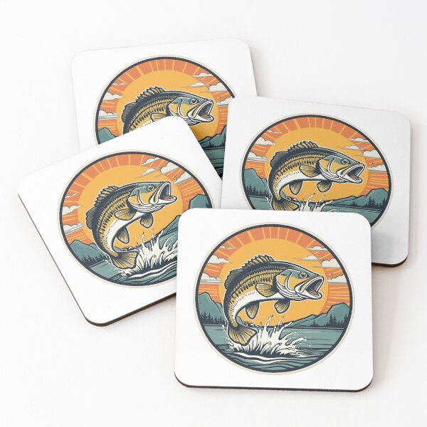 Item preview, Bass Fishing Retro Sunset Badge designed and sold by tarekmeziani.