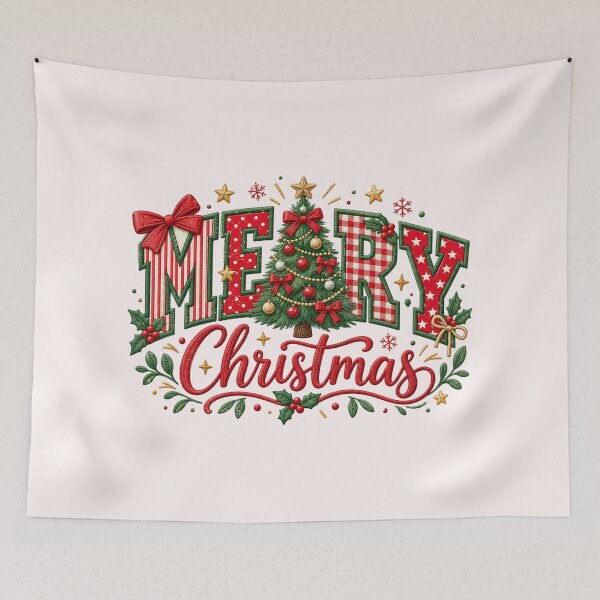 Item preview, Merry Christmas Floral Patchwork Tree, Cute Vintage Christmas Quilt Pattern, Cozy Cottagecore Holiday Aesthetic, Festive Retro Xmas designed and sold by Quiajia.