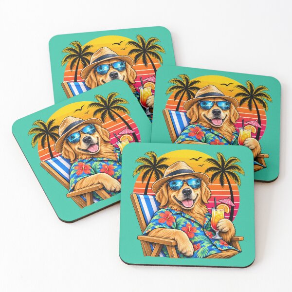 Item preview, Summer Vibes Golden Retriever Tropical Beach designed and sold by RobertArt08.