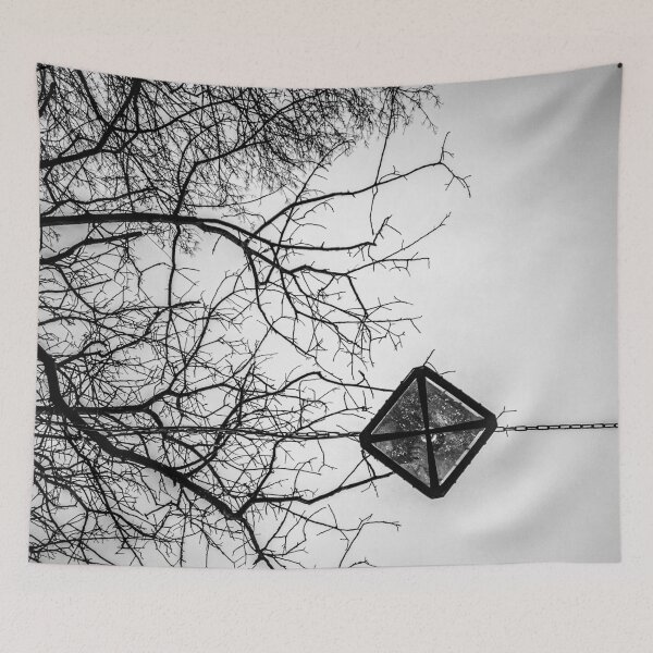 Item preview, Suspended Geometry – Minimalist Black and White Photography, Winter Trees and Geometric Lantern designed and sold by Visual Arts Dominika Cybuch.