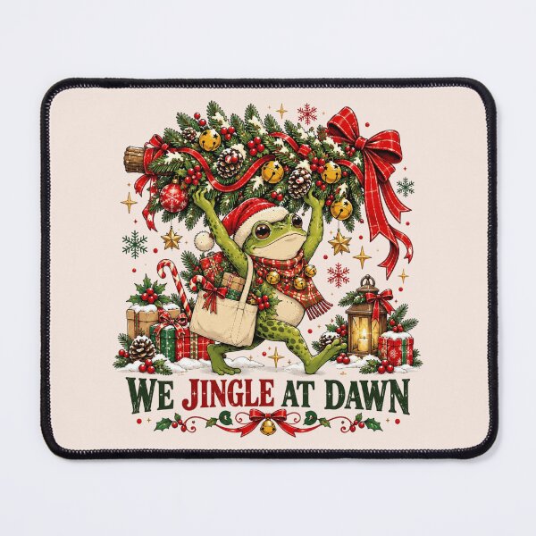 Item preview, We Jingle at Dawn Funny Christmas Frog, Cute Vintage Retro Frog, Whimsical Holiday Humor, Festive Xmas Frog Lover Gift designed and sold by Quiajia.