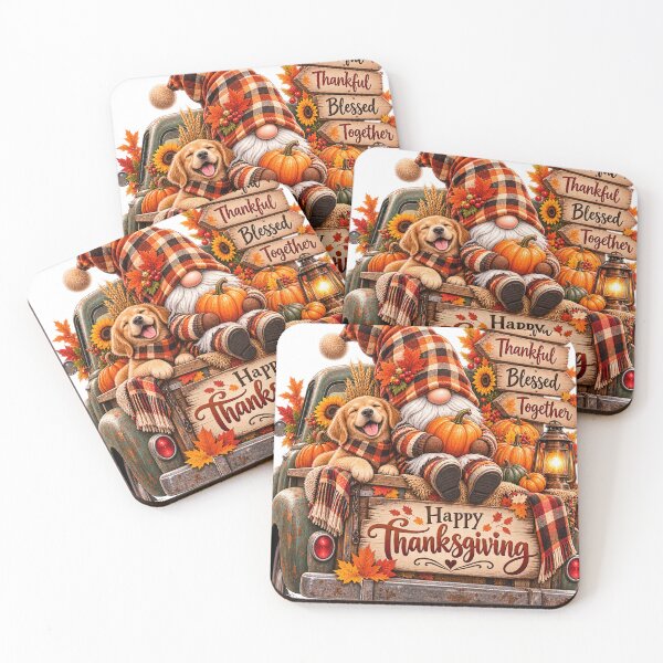 Item preview, Thanksgiving Gnome Golden Retriever Vintage Harvest Truck designed and sold by aestheticguru.