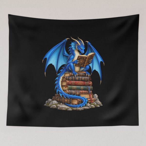 Item preview, Blue Dragon Reading Ancient Books designed and sold by anapldv.