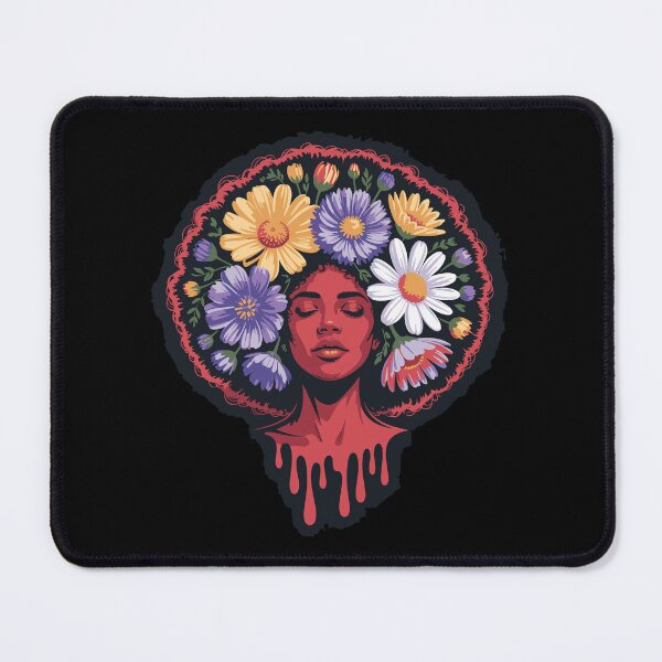 Item preview, Afro in Bloom – Psychedelic Floral Woman Portrait designed and sold by TipTop GFX.