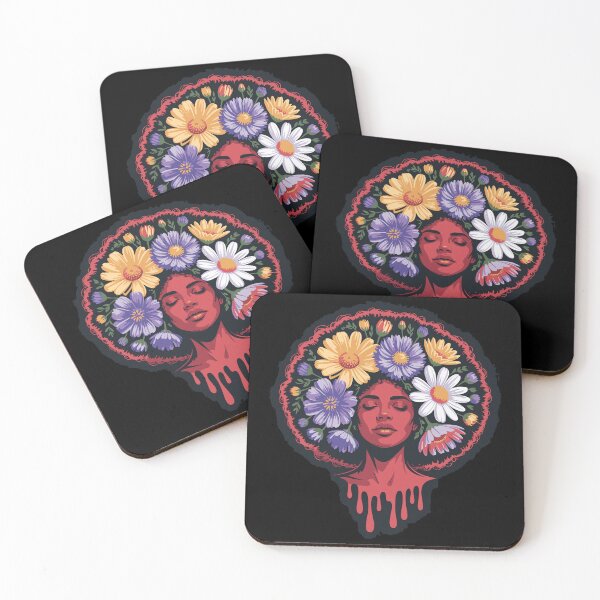 Item preview, Afro in Bloom – Psychedelic Floral Woman Portrait designed and sold by TipTop GFX.