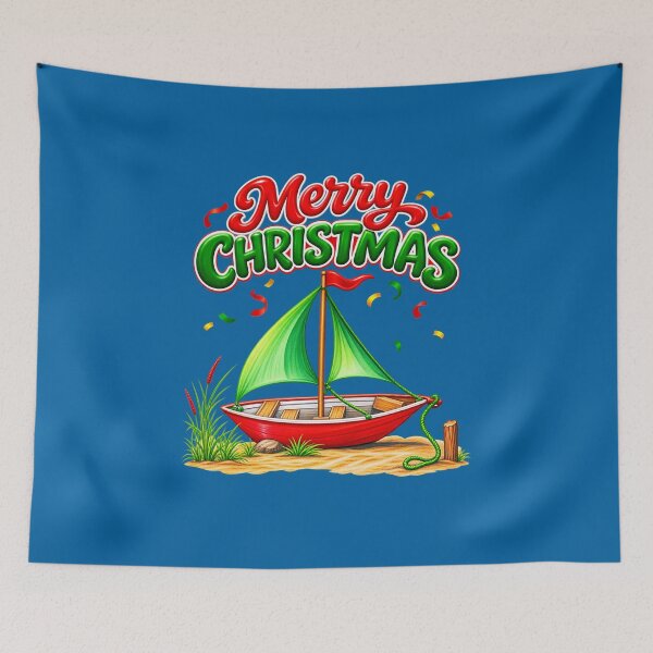 Item preview, Merry Christmas Sailboat – Red and Green Festive Design designed and sold by annenambiro.