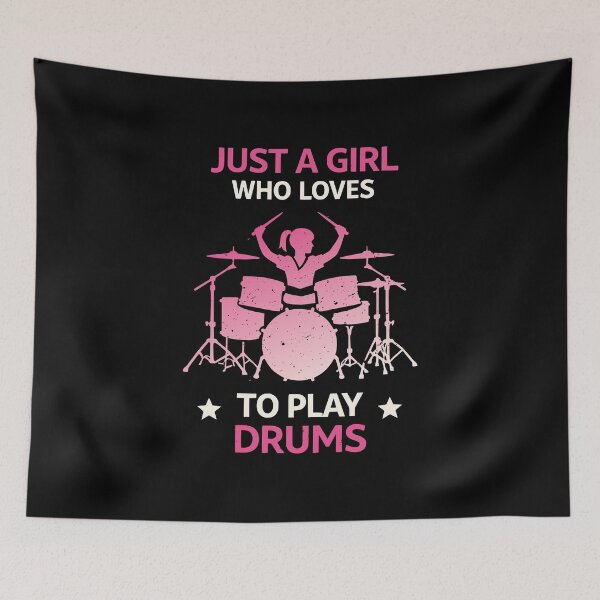 Item preview, the retro drummer girl drums designed and sold by kiakuki.