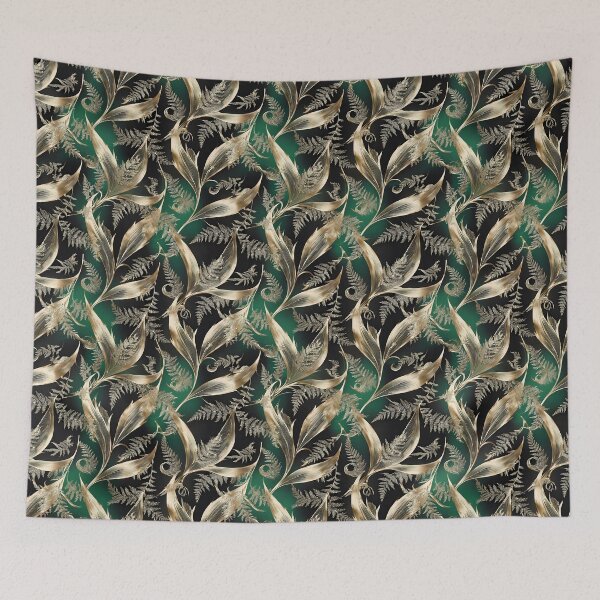 Item preview, Elegant Golden Foliage Dark Vintage Botanical Pattern 02 designed and sold by The Design Asset Station.
