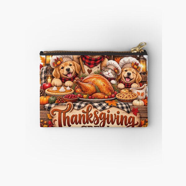 Item preview, Thanksgiving Crew Golden Retriever Cat Chef Harvest Feast designed and sold by Sudhanshumaurya.