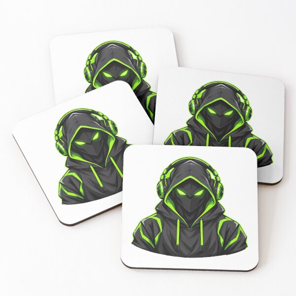 Item preview, Hooded Producer Green Glowing Eyes Neon Music Art designed and sold by T0LD Studio.