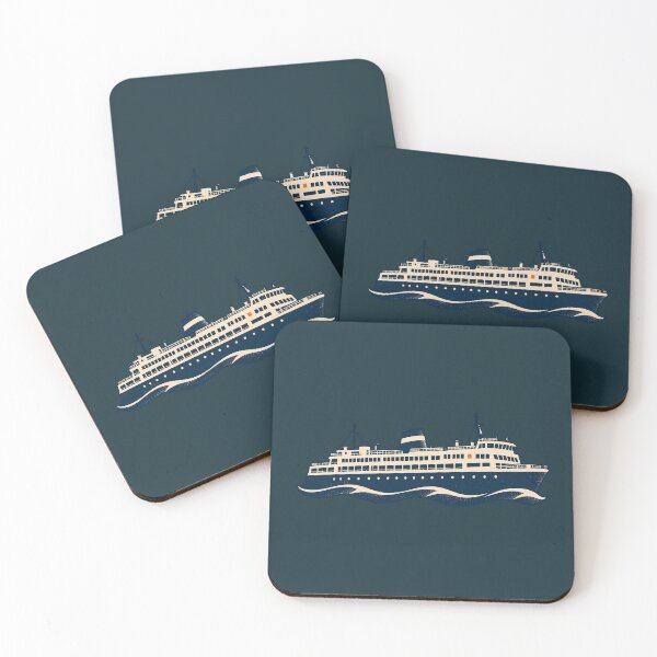Item preview, Night Ferry — Coastal Boat Illustration designed and sold by Orca Chuckle Studios.