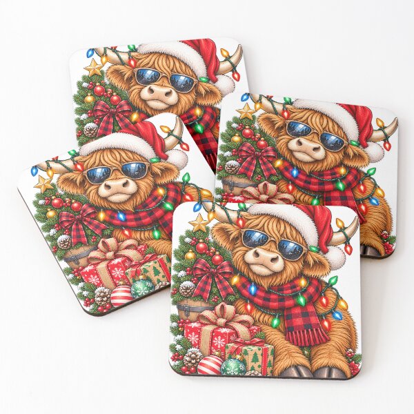Item preview, Funny Highland Cow Christmas Sketch – Colorful Festive Farm Animal Art designed and sold by aestheticguru.