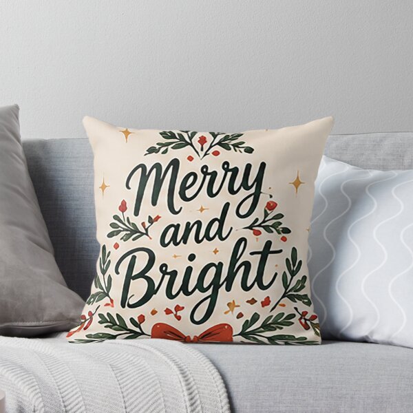 Item preview, Merry and Bright – Elegant Botanical Christmas Typography Design designed and sold by Sara-Ai.