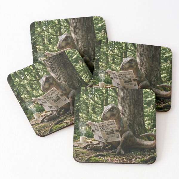 Item preview, Funny T-Rex Reading Newspaper Dinosaur Meteor Joke designed and sold by TeeBeeDesigns.