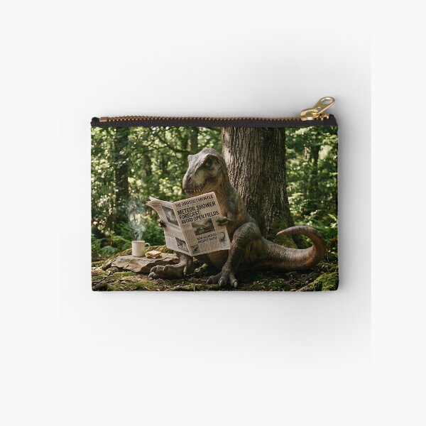 Item preview, Funny T-Rex Reading Newspaper Dinosaur Meteor Joke designed and sold by TeeBeeDesigns.