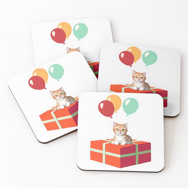 Item preview, Cheerful Tabby Kitten with Balloons designed and sold by For-Cat Studio.