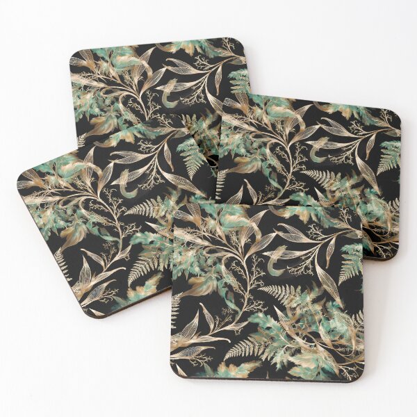 Item preview, Luxury Gold Fern & Emerald Botanical Leaves Seamless Pattern 07 designed and sold by The Design Asset Station.