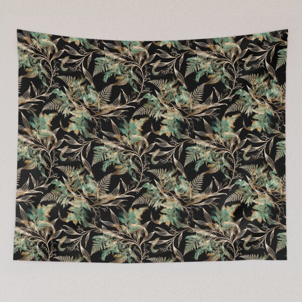 Item preview, Luxury Gold Fern & Emerald Botanical Leaves Seamless Pattern 07 designed and sold by The Design Asset Station.
