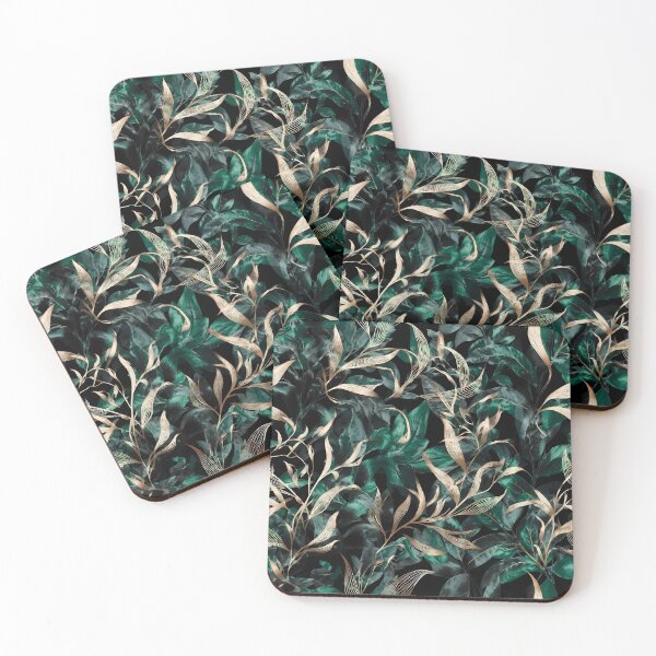 Item preview, Elegant Golden Foliage Dark Vintage Botanical Pattern 08 designed and sold by The Design Asset Station.