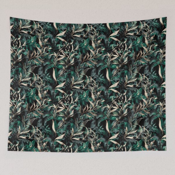 Item preview, Elegant Golden Foliage Dark Vintage Botanical Pattern 08 designed and sold by The Design Asset Station.