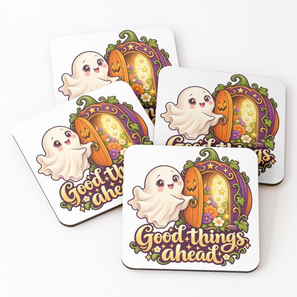 Item preview, Hopeful ghost opens a pumpkin door designed and sold by DreamagineArtDesign.