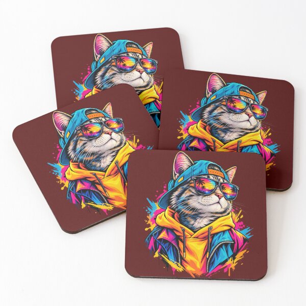 Item preview, Neon Streetwear Cat Colorful Urban Graffiti Art designed and sold by RobertArt08.