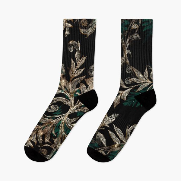 Item preview, Luxury Gold Fern & Emerald Botanical Leaves Seamless Pattern 09 designed and sold by The Design Asset Station.