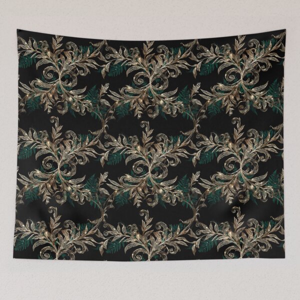Item preview, Luxury Gold Fern & Emerald Botanical Leaves Seamless Pattern 09 designed and sold by The Design Asset Station.