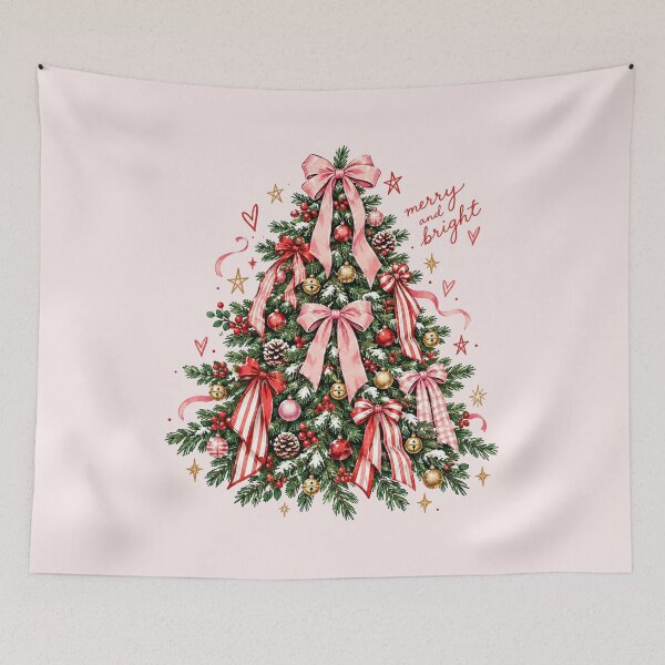Item preview, Christmas Tree with Bows, Cute Coquette Christmas Aesthetic, Vintage Holiday Ribbon, Girly Preppy Xmas Tree, Festive Winter Gift designed and sold by Quiajia.