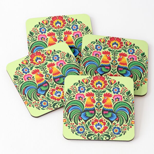 Item preview, Polish Folk Art – Colorful Roosters and Flowers designed and sold by Cleora Art .