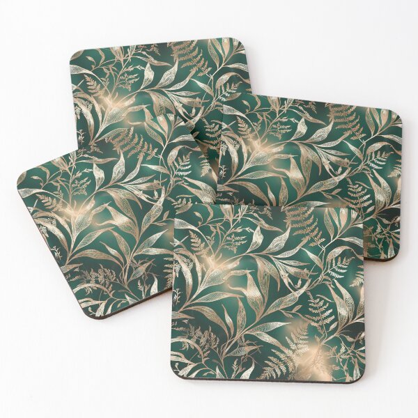Item preview, Elegant Golden Foliage Dark Vintage Botanical Pattern 10 designed and sold by The Design Asset Station.