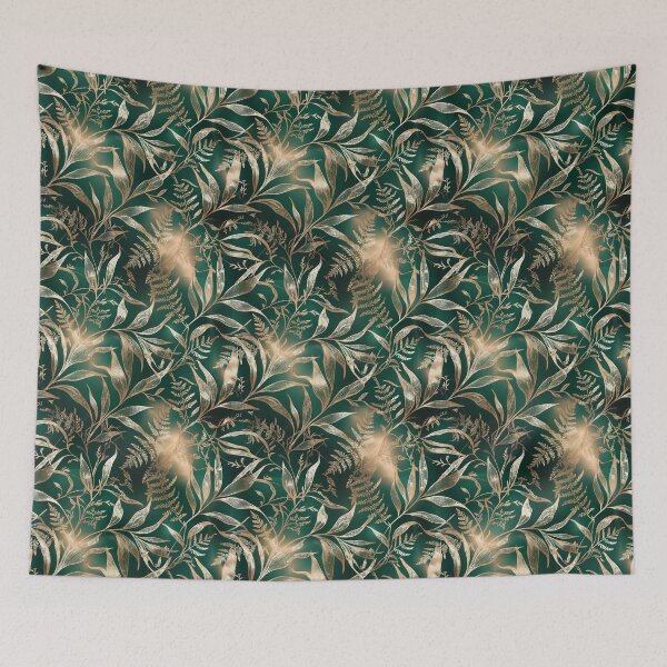 Item preview, Elegant Golden Foliage Dark Vintage Botanical Pattern 10 designed and sold by The Design Asset Station.