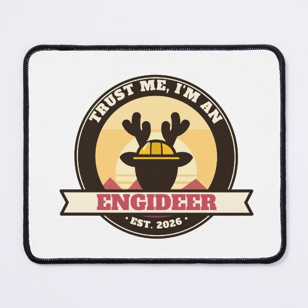Item preview, Trust Me, I'm an Engideer - Retro Sunset Deer Badge designed and sold by SailWolf--.