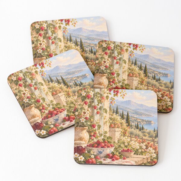 Item preview, Cottagecore Berry Garden Oil Painting Mediterranean View designed and sold by Jozefin's Studio.