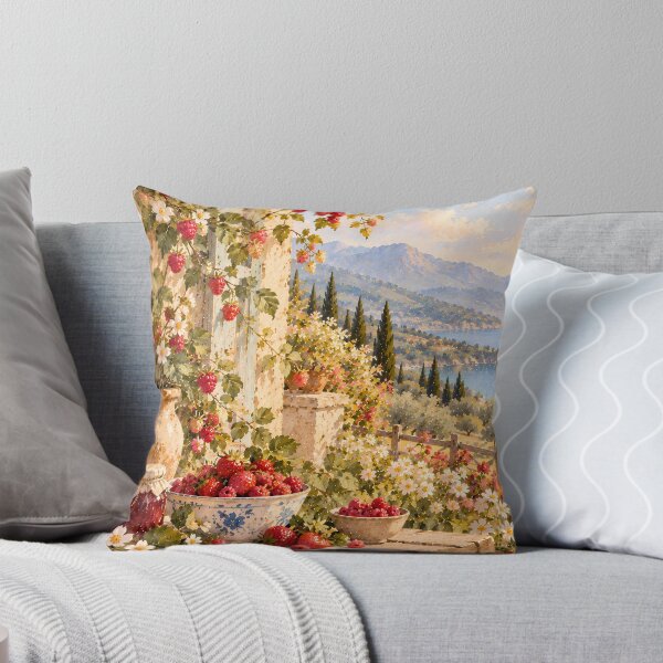 Item preview, Cottagecore Berry Garden Oil Painting Mediterranean View designed and sold by Jozefin's Studio.