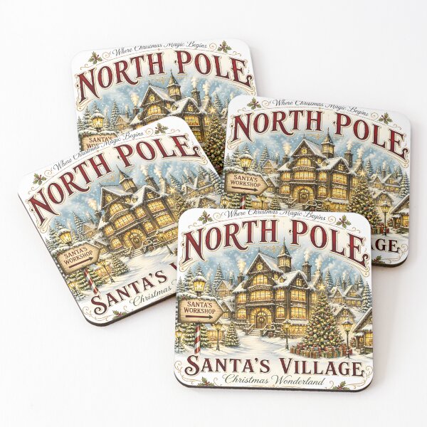 Item preview, Christmas at the North Pole – Vintage Christmas Village Poster designed and sold by Spirit of Siam.