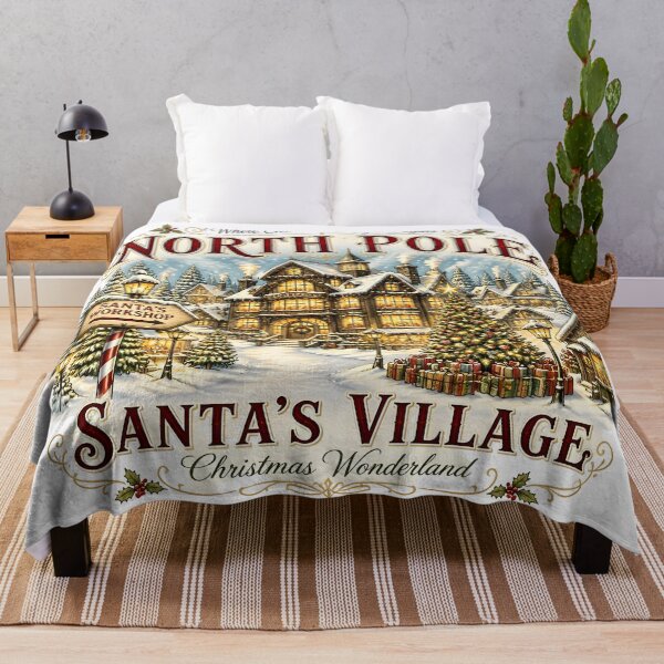 Item preview, Christmas at the North Pole – Vintage Christmas Village Poster designed and sold by Spirit of Siam.