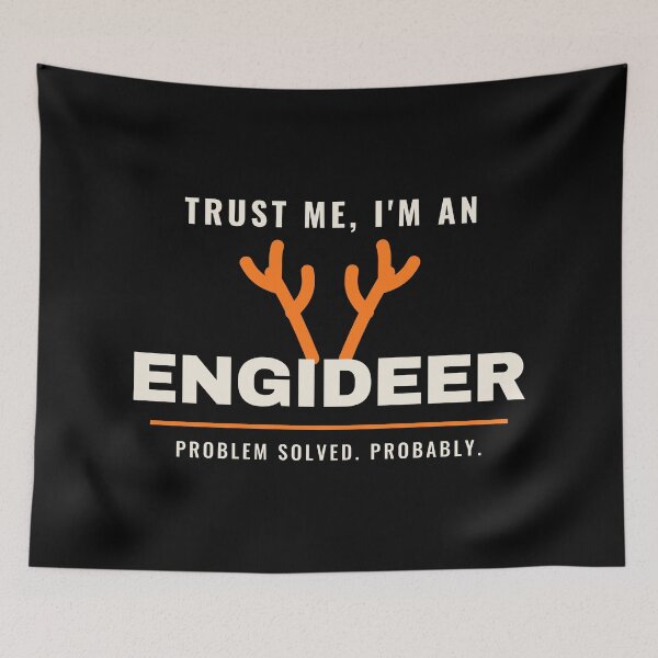 Item preview, Trust Me, I'm an Engideer - Antler Typography - Black Background designed and sold by SailWolf--.