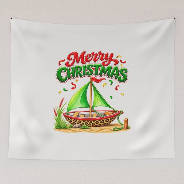 Item preview, Leopard Print Sailboat – Merry Christmas Nautical Design designed and sold by annenambiro.