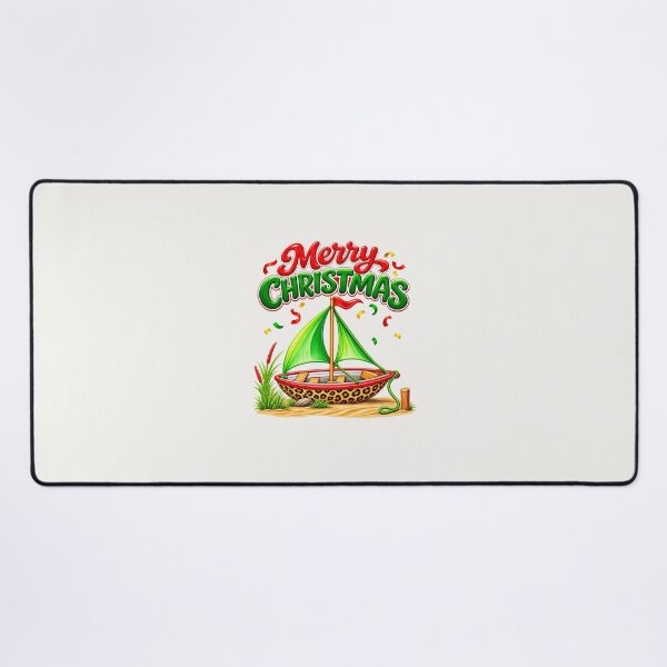Item preview, Leopard Print Sailboat – Merry Christmas Nautical Design designed and sold by annenambiro.