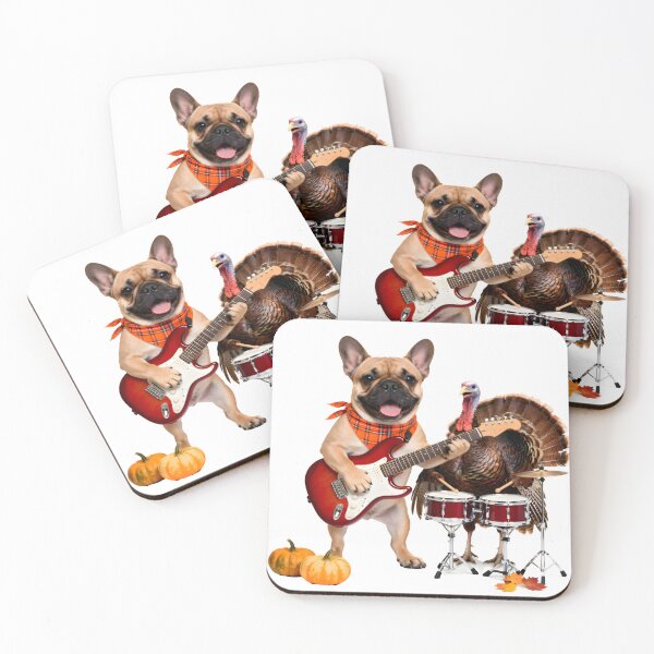 Item preview, Funny French Bulldog and Turkey Thanksgiving Rock Band designed and sold by BestFriendWorld.