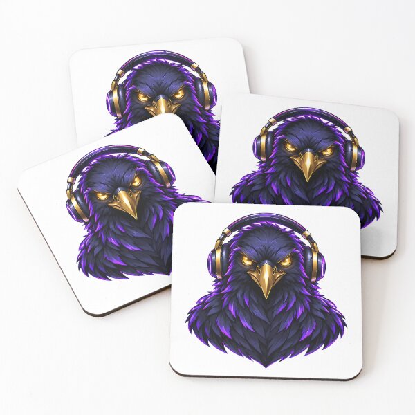 Item preview, Purple Raven with Headphones Dark Gothic Neon Music Art designed and sold by T0LD Studio.