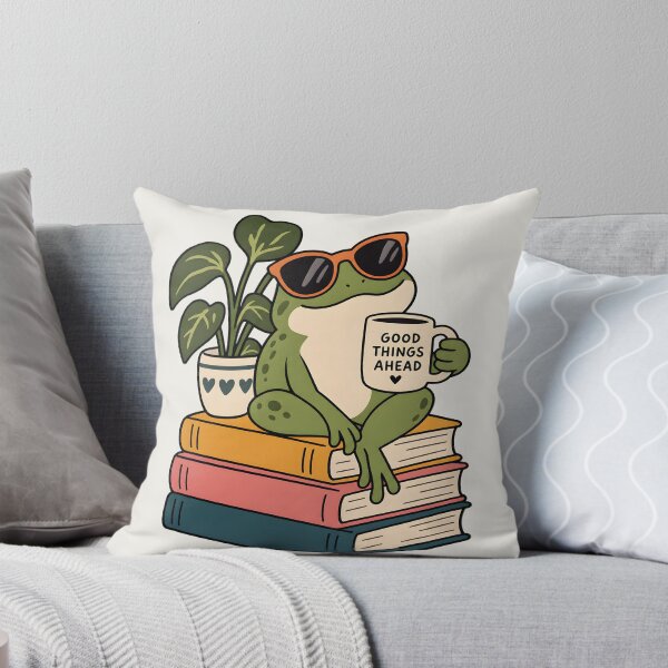 Item preview, Cool Frog Reading Books Good Things Ahead Cute Cottagecore Reader T-Shirt designed and sold by Sobalvarro Art & Apparel.
