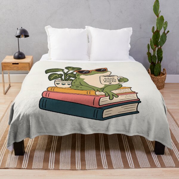 Item preview, Cool Frog Reading Books Good Things Ahead Cute Cottagecore Reader T-Shirt designed and sold by Sobalvarro Art & Apparel.