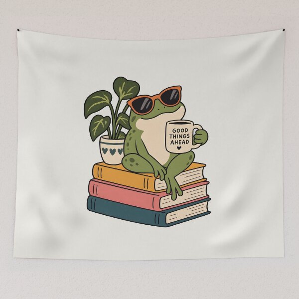 Item preview, Cool Frog Reading Books Good Things Ahead Cute Cottagecore Reader T-Shirt designed and sold by Sobalvarro Art & Apparel.