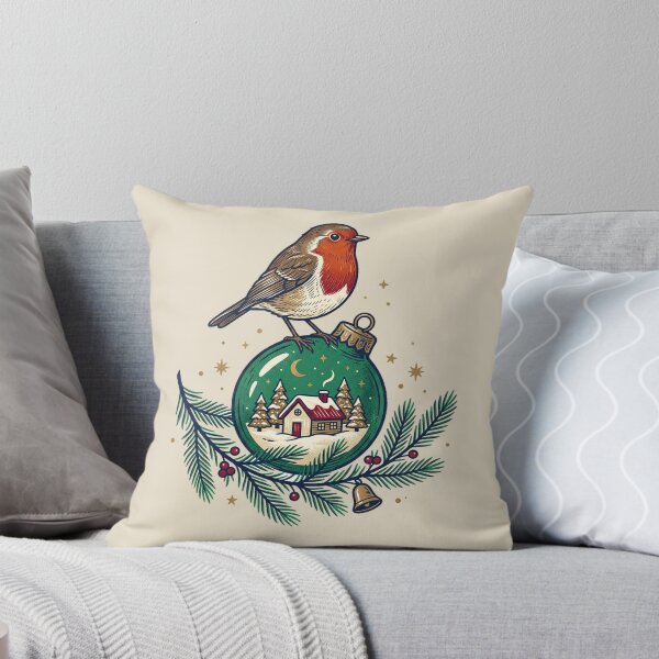 Item preview, A Robin Above a Snowy Village designed and sold by ELmestka.