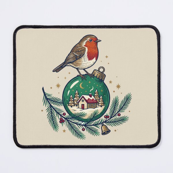 Item preview, A Robin Above a Snowy Village designed and sold by ELmestka.