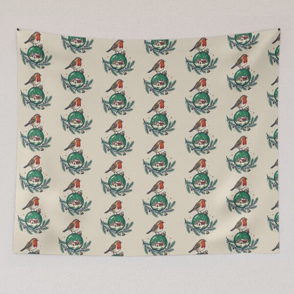 Item preview, A Robin Above a Snowy Village designed and sold by ELmestka.